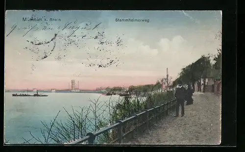 AK Mülheim a. Rhein, Stammheimerweg mit Passanten