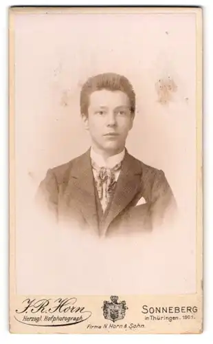 Fotografie J. R. Horn, Sonneberg i. Thür., Rosengasse 107, junger Mann im Anzug