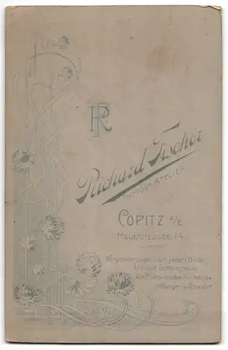 Fotografie Richard Fischer, Copitz a. E., Hauptstr. 14, Bürgerliches Paar in eleganter Kleidung