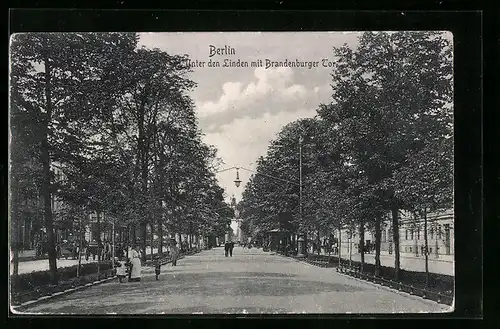 AK Berlin, Unter den Linden mit Brandenburger Tor