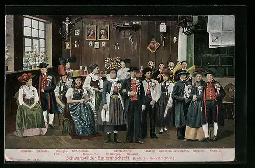AK Schwarzwälder Bauernhochzeit, Badische Trachten
