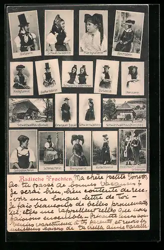 AK Schwarzwald, Badische Trachten