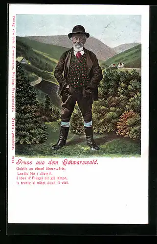 AK Schwarzwald, Älterer Herr in Schwarzwälder Tracht