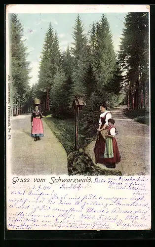 AK Schwarzwald, Anwohner in Schwarzwälder Tracht