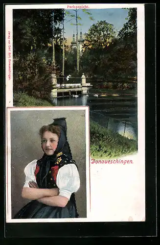 AK Donaueschingen, Junge Dame in Schwarzwälder Tracht