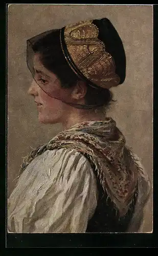 AK Schöne Dame in Schwarzwälder Tracht
