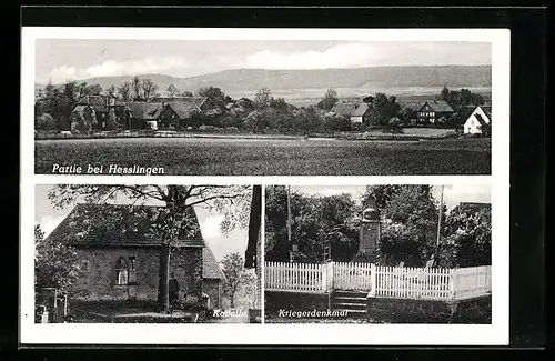 AK Hesslingen, Kapelle, Kriegerdenkmal, Totalansicht