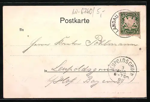 AK Landau, Ostpark mit Teich