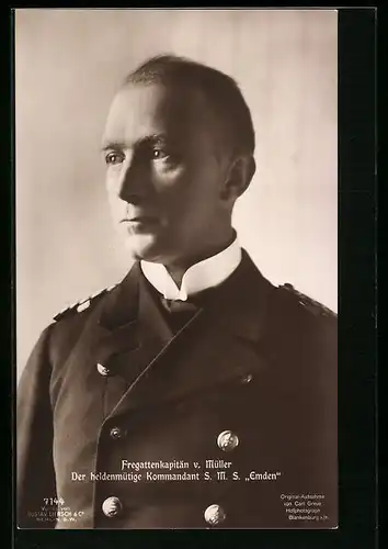 AK Portrait Fregattenkapitän v. Müller in Uniform, Kommandant der Emden