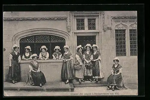 AK Vic-Sur-Seille, Gruppe der jungen Löthringerinnen