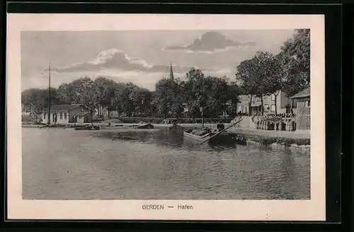 AK Gerden, Blick auf den Hafen des Ortes
