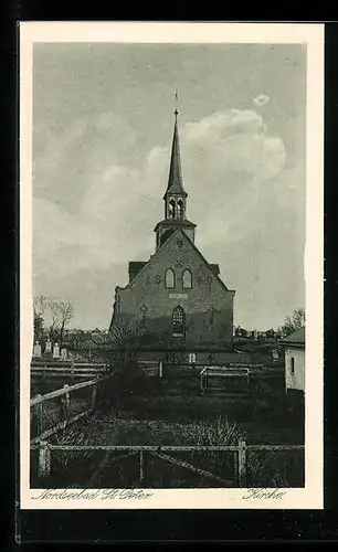 AK St. Peter /Nordsee, Kirche mit Umgebung