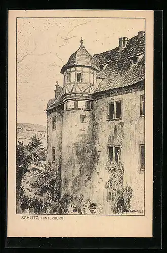 Künstler-AK Otto Ubbelohde: Schlitz /Hessen, Hinterburg