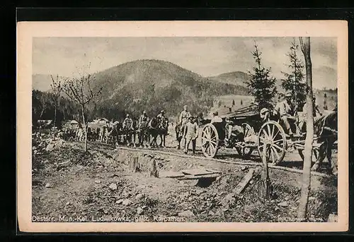 AK Ludwikowka, Österreichische Munitionskolonne auf einer Strasse