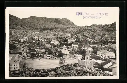AK Cetinje, Ortsansicht aus der Vogelschau