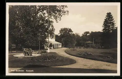 AK Bad Bentheim, Kurpark mit Brunnen
