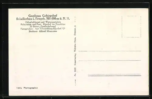 AK Schellerhau, Gasthaus Gebirgshof