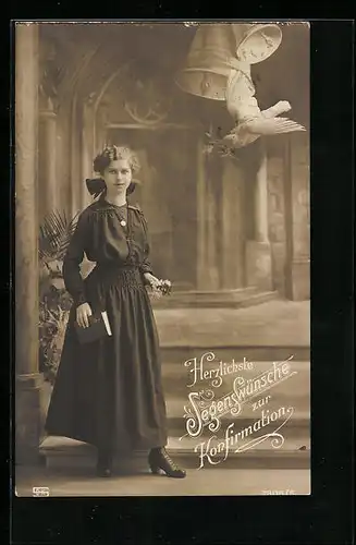 AK Junge Dame zur Konfirmation