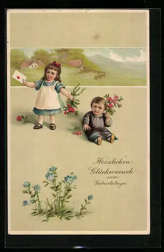 AK Kinder gratulieren zum Geburtstag