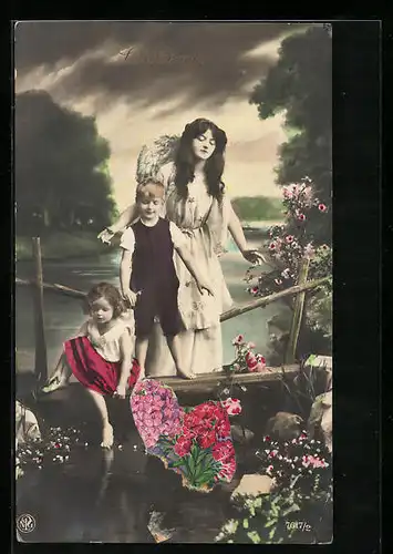 AK Schutzengel wacht über die Kinder am Fluss