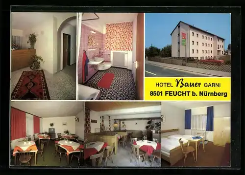 AK Feucht b. Nürnberg, Hotel Bauer Garni, Innenansicht