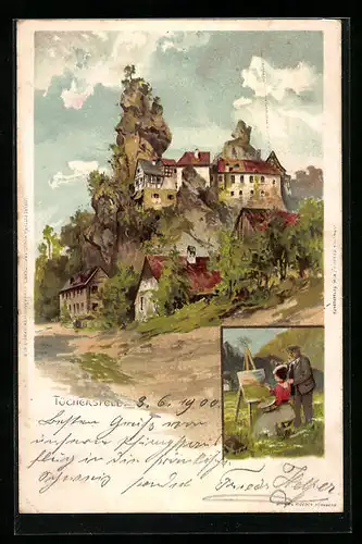 Lithographie Tüchersfeld, Häuser der Gemeinde
