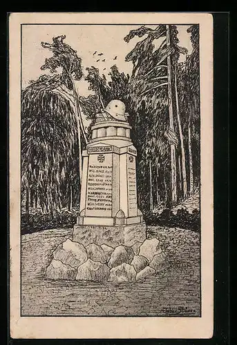 Künstler-AK Warstade, Kriegerdenkmal