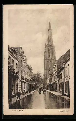 AK Kevelaer, Hauptstrasse mit Blick zur Kirche