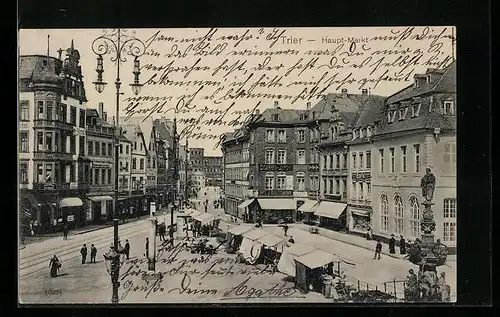 AK Trier, Hauptmarkt mit Passanten