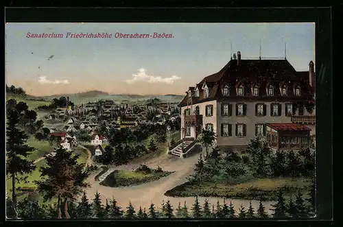Künstler-AK Oberachern-Baden, Kurhotel Sanatorium Friedrichshöhe