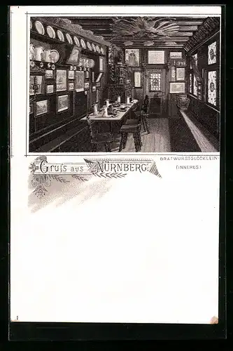 Lithographie Nürnberg, Im Gasthaus Bratwurstglöcklein