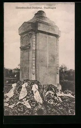 AK Stadthagen, Ehrenfriedhof-Denkmal