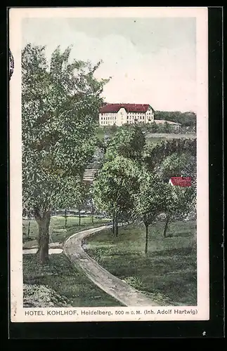 AK Heidelberg, Hotel Kohlhof, Feldweg