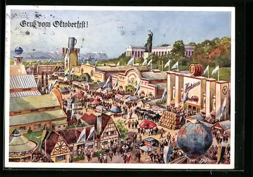 Künstler-AK Ernst Schlemo: München, Oktoberfest, Festplatz