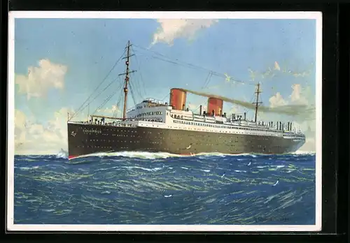 Künstler-AK Robert Schmidt: Passagierschiff Columbus auf See