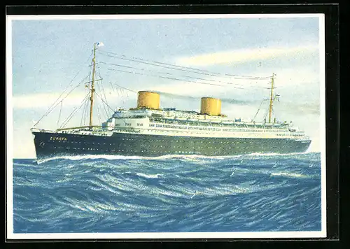 Künstler-AK Robert Schmidt: Passagierschiff Europa auf hoher See