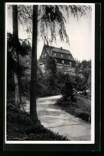 AK Waldbärenburg /Erzgeb., Fremdenheim u. Café Hocheck, Bes. Karl Liebscher