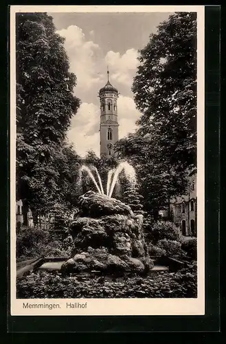 AK Memmingen, Hallhof mit Springbrunnen