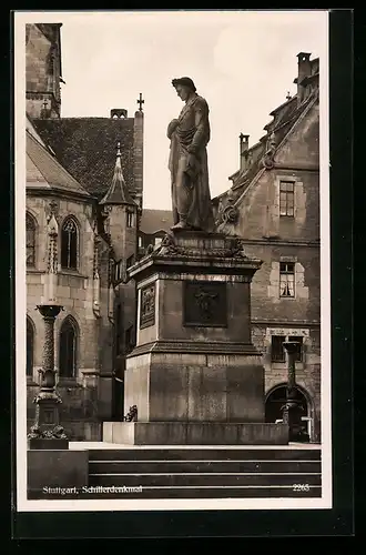 AK Stuttgart, Blick auf Schillerdenkmal