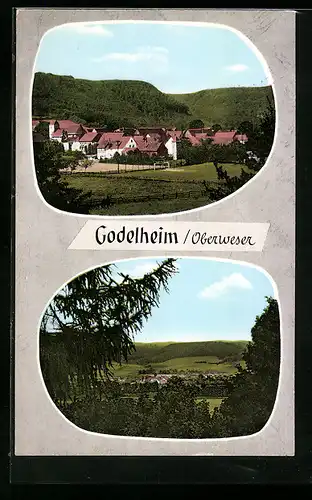 AK Godelheim /Oberweser, Totalansicht mit Brunsberg