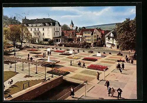 AK Bad Orb /Spessart, Salinenplatz mit Bade-Hotel und Café Burgring