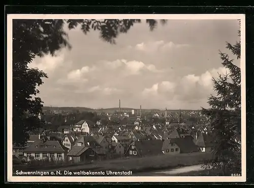 AK Schwenningen a. N., Ortsansicht aus der Vogelschau