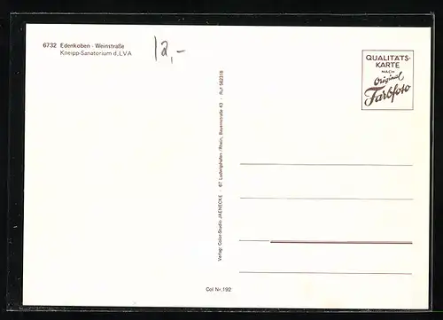 AK Edenkoben /Weinstrasse, Kneipp-Sanatorium d. LVA