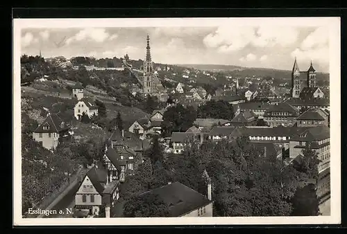 AK Esslingen a. N., Ortsansicht aus der Vogelschau mit Sicht zur Kirche