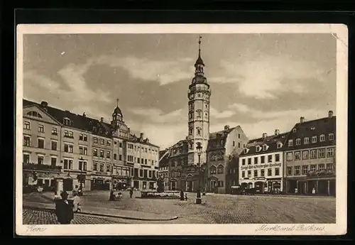 AK Gera, Markt mit Rathaus