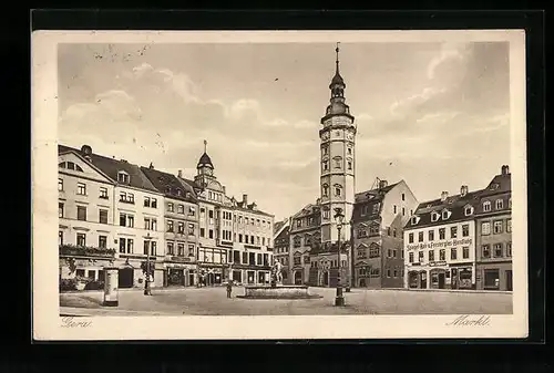 AK Gera, Markt mit Rathaus