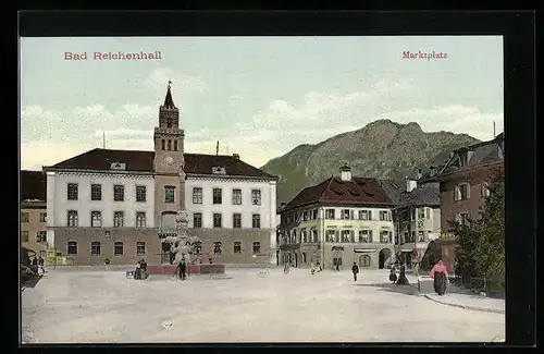 AK Bad Reichenhall, Marktplatz mit Rathaus