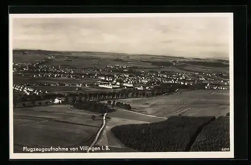 AK Villingen i. B., Fliegeraufnahme der Stadt