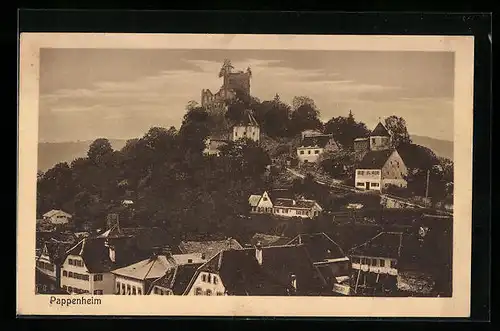 AK Pappenheim, Teilansicht mit Burgruine
