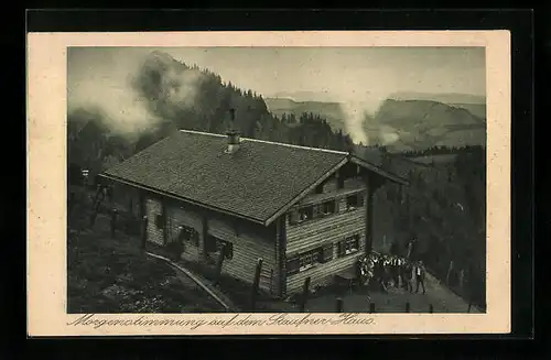 AK Oberstaufen-Steibis, Staufner-Haus am Hochgrat mit Seelekopf, Blick in den Lanzenbacher Almenkessel